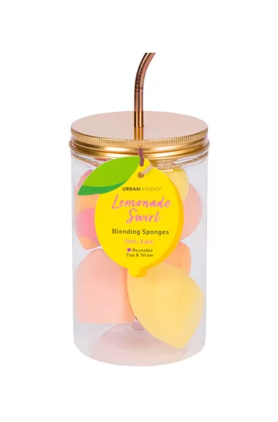 Cala Lemonade Swirl Blending Sponges (6 Pcs W/ Reusable Cup)