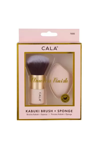 Cala Kabuki Brush + Sponge - Pink