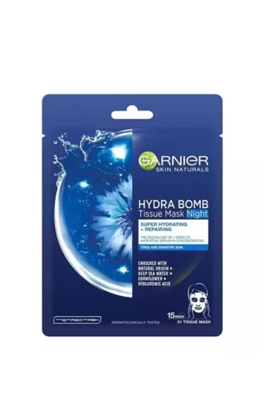 Garnier hydra bomb night face tissue mask