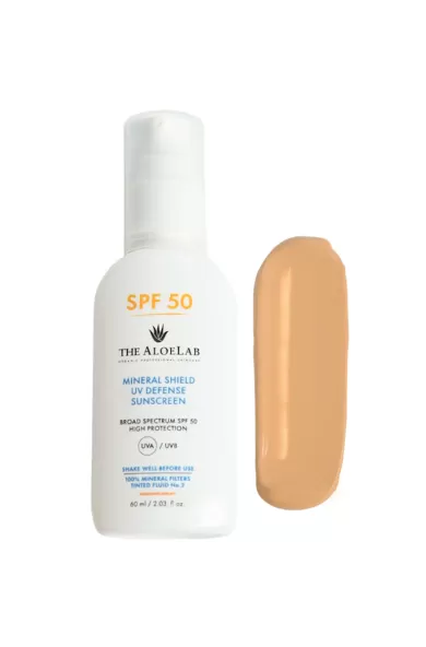 THE ALOELAB MINERAL SHIELD UV DEFENSE SUNSCREEN SPF 50 - TINT 2