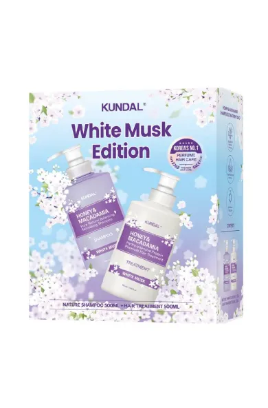 KUNDAL Honey & Macadamia White Musk Edition ( Shampoo + Treatment) 500ml Set
