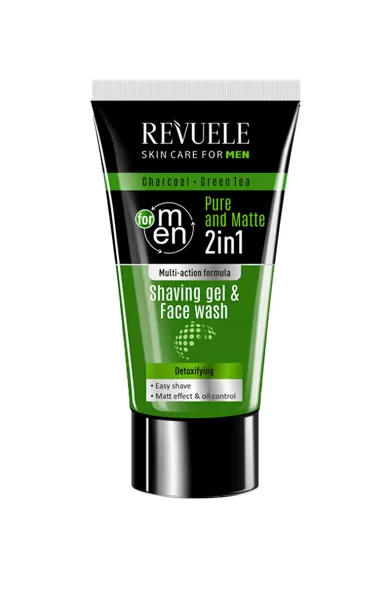 REVUELE MEN CARE CHARCOAL + GREEN TEA SHAVING GEL & FACE WASH