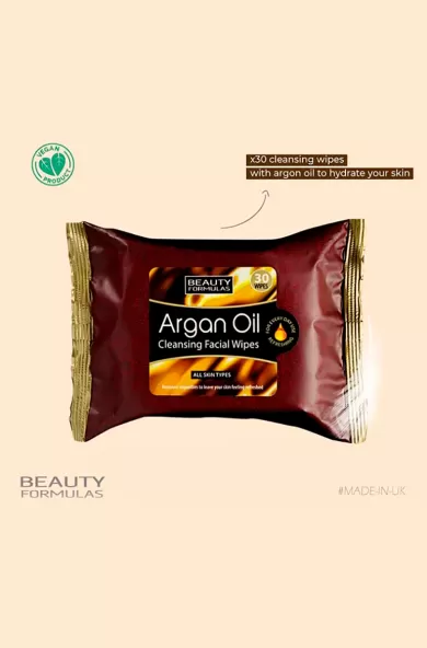 BEAUTY FORMULAS ARGAN OIL CLEANSING FACIAL WIPES