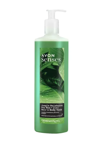 AVON SENSES JUNGLE RAINBURST FOR MEN 2IN1 HAIR & BODY WASH