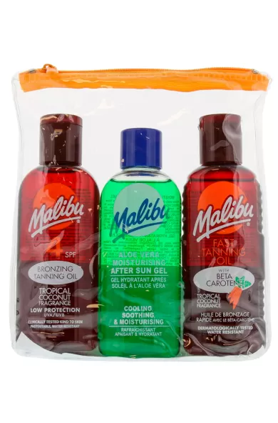 MALIBU 3 PK (100ML SPF 4 BRONZING OIL,100ML FAST TANNING OIL,100ML ALOE VERA AFTER SUN GEL)