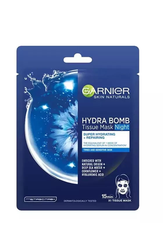 Garnier hydra bomb night face tissue mask