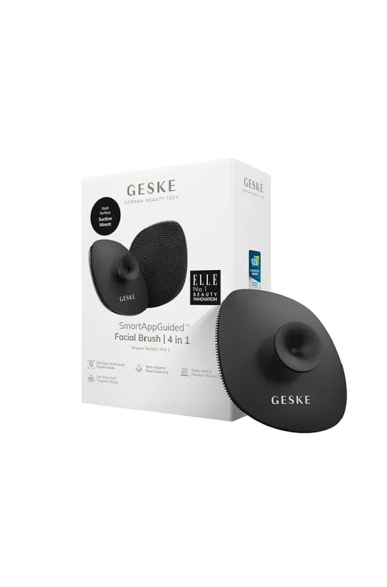 GESKE Facial Cleansing Facial Brush | 4 in 1 Non Electrical With Handle - Grey