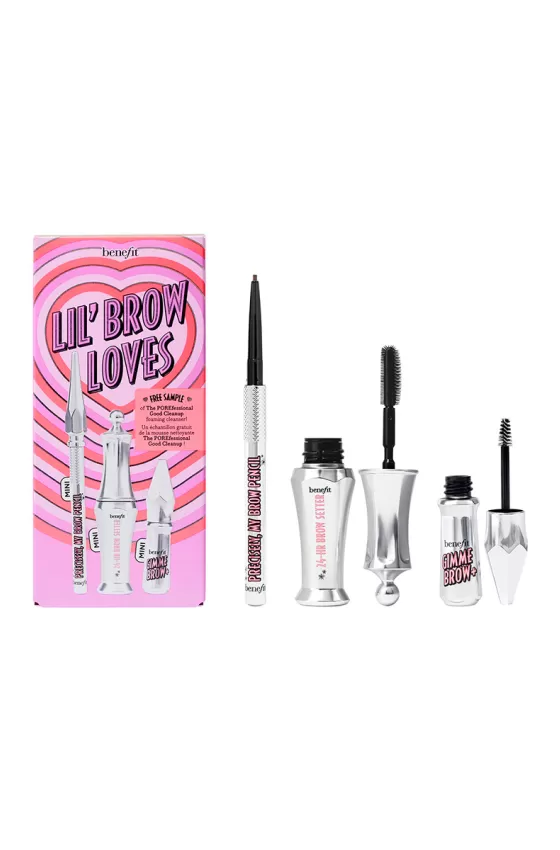 BENEFIT COSMETICS LIL' BROW LOVES SET 4.5 NEUTRAL DEEP BROWN