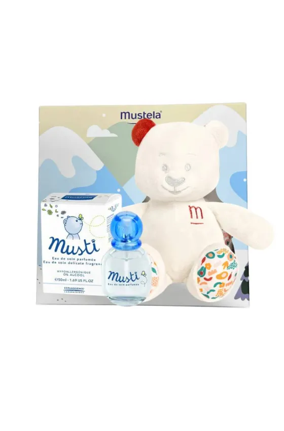 Mustela Musti coffret with peluche musti beige