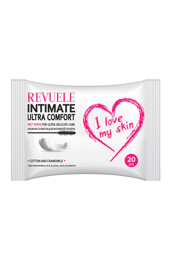REVUELE WET WIPES INTIMATE I LOVE MY SKIN ULTRA COMFORT WITH COTTON AND CHAMOMILE