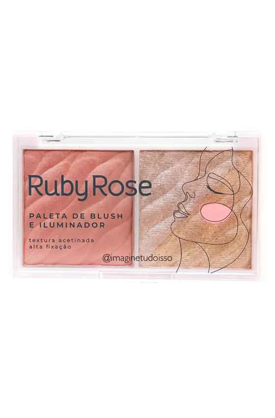 RUBY ROSE BLUSH & HIGHLIGHTER PALETTE - COLOR 1