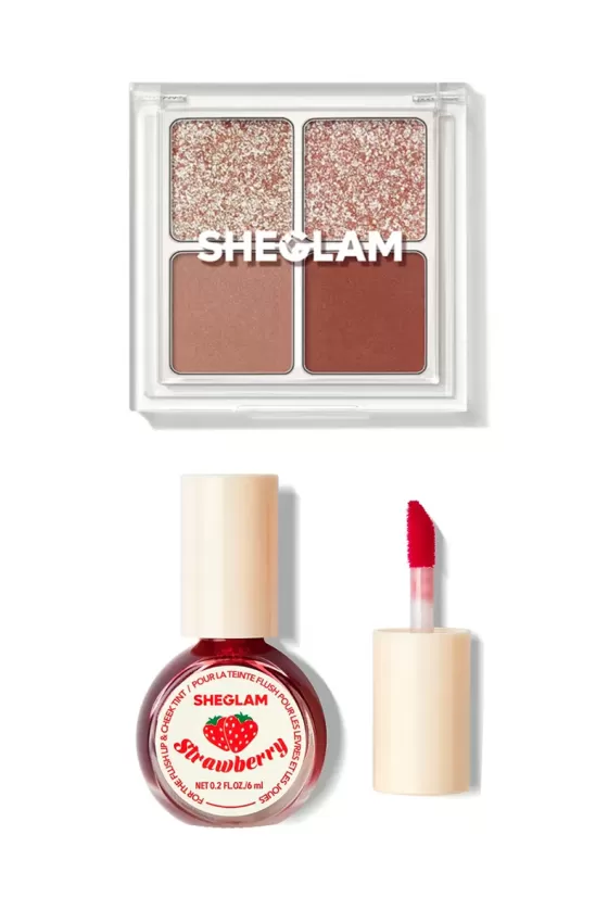 Sheglam Cosmic Crystal Eyeshadow Quad - Spellbound + For The Flush Lip & Cheek Tint - It's Chili Bundle